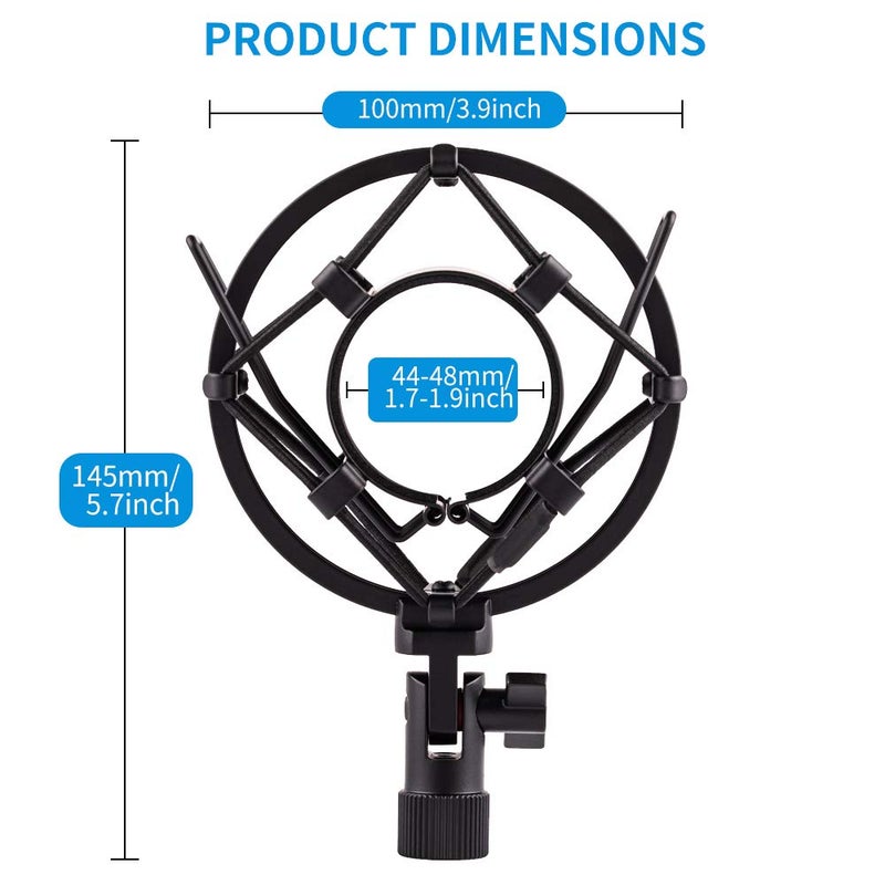 LYRCRO Microphone Shock Mount, Mic Anti-Vibration Suspension Shock Mount Holder Clip for 44mm-49mm Diameter Condenser Mic like MXL V67G V67i V69M V87 550 Studio 24 V76T Babybottle SL - Image 4